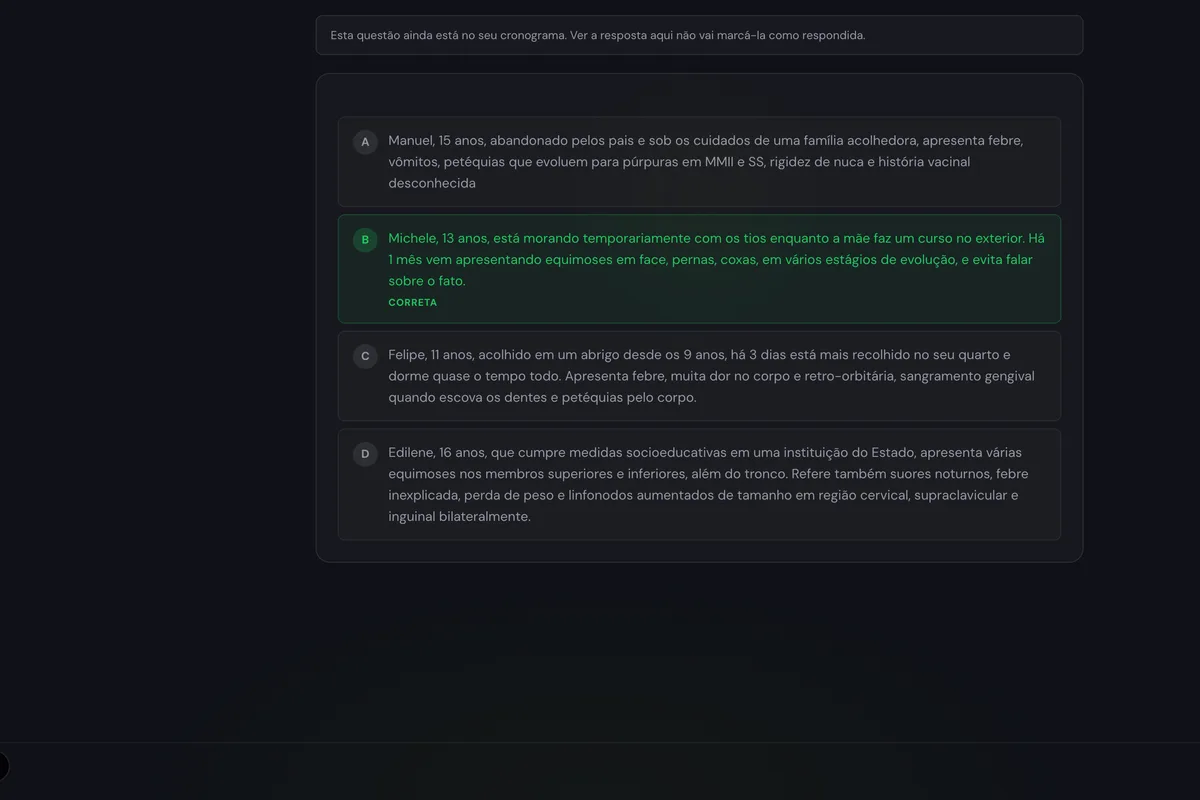 Tela da plataforma: Estatística por alternativa