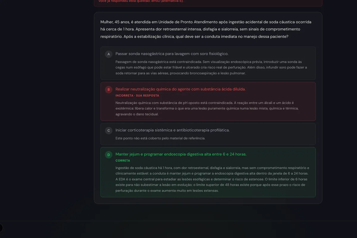 Tela da plataforma: Questões comentadas